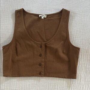 OZMA Brown Buttoned Crop Top